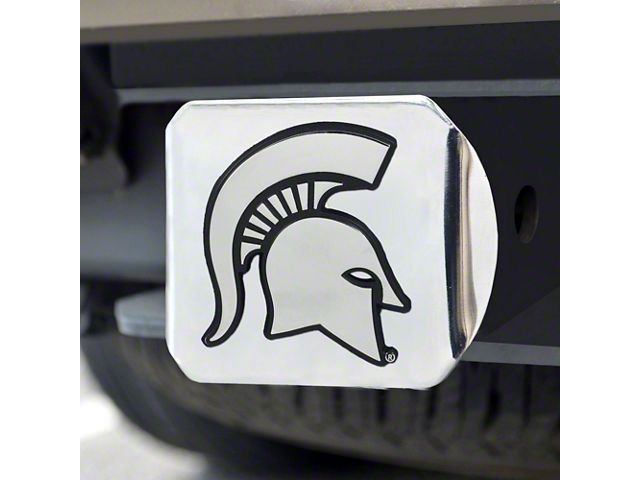 Hitch Cover with Michigan State University Logo; Chrome (Universal; Some Adaptation May Be Required)