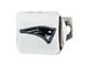 Hitch Cover with New England Patriots Logo; Chrome (Universal; Some Adaptation May Be Required)