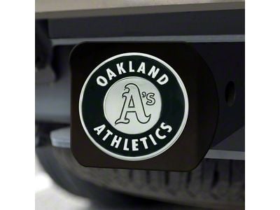 Hitch Cover with Oakland Athletics Logo; Black (Universal; Some Adaptation May Be Required)