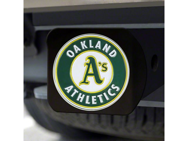 Hitch Cover with Oakland Athletics Logo; Black (Universal; Some Adaptation May Be Required)