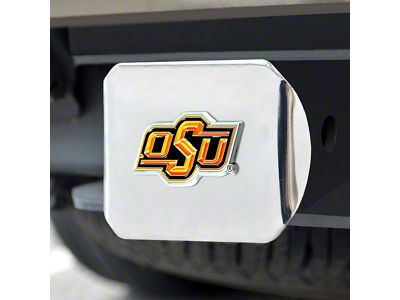 Hitch Cover with Oklahoma State University Logo; Chrome (Universal; Some Adaptation May Be Required)