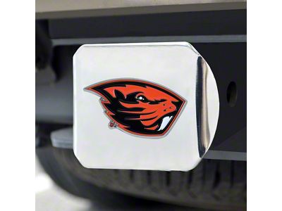 Hitch Cover with Oregon State University Logo; Chrome (Universal; Some Adaptation May Be Required)