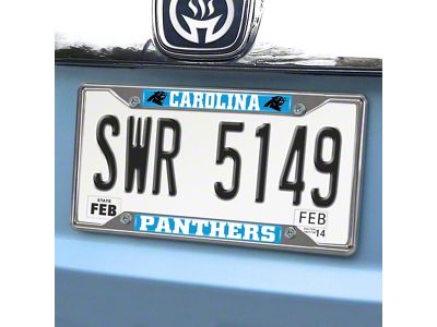 License Plate Frame with Carolina Panthers Logo; Black (Universal; Some Adaptation May Be Required)