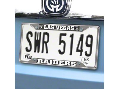 License Plate Frame with Las Vegas Raiders Logo; Black (Universal; Some Adaptation May Be Required)