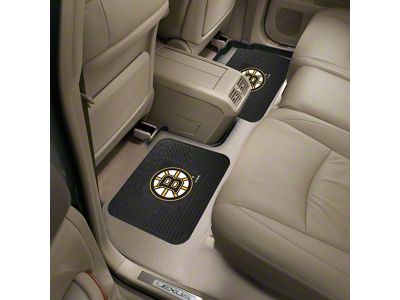 Molded Rear Floor Mats with Boston Bruins Logo (Universal; Some Adaptation May Be Required)