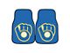 Carpet Front Floor Mats with Milwaukee Brewers Logo; Blue (Universal; Some Adaptation May Be Required)