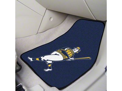 Carpet Front Floor Mats with Milwaukee Brewers Logo; Navy (Universal; Some Adaptation May Be Required)