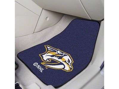 Carpet Front Floor Mats with Nashville Predators Logo; Blue (Universal; Some Adaptation May Be Required)