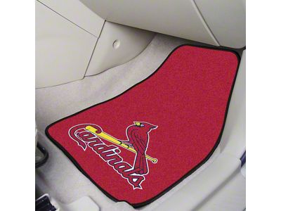 Carpet Front Floor Mats with St. Louis Cardinals Logo; Red (Universal; Some Adaptation May Be Required)