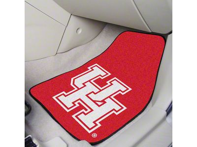 Carpet Front Floor Mats with University of Houston Logo; Red (Universal; Some Adaptation May Be Required)