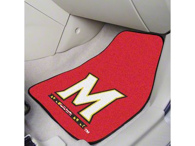 Carpet Front Floor Mats with University of Maryland Logo; Red (Universal; Some Adaptation May Be Required)