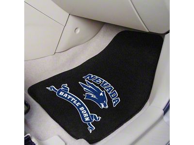 Carpet Front Floor Mats with University of Nevada Logo; Navy (Universal; Some Adaptation May Be Required)