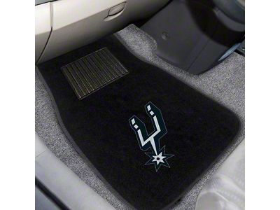 Embroidered Front Floor Mats with San Antonio Spurs Logo; Black (Universal; Some Adaptation May Be Required)