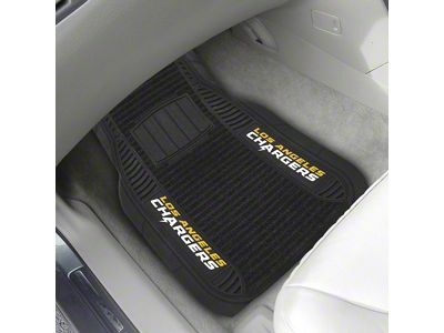 Molded Front Floor Mats with Los Angeles Chargers Logo (Universal; Some Adaptation May Be Required)
