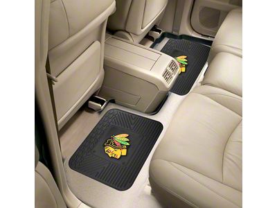 Molded Rear Floor Mats with Chicago Blackhawks Logo (Universal; Some Adaptation May Be Required)
