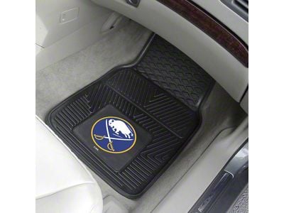 Vinyl Front Floor Mats with Buffalo Sabres Logo; Black (Universal; Some Adaptation May Be Required)