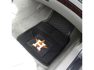 Vinyl Front Floor Mats with Houston Astros Logo; Black (Universal; Some Adaptation May Be Required)