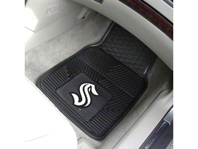 Vinyl Front Floor Mats with Seattle Kraken Logo; Black (Universal; Some Adaptation May Be Required)