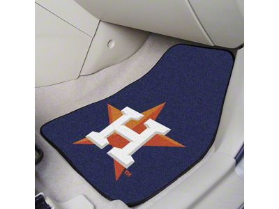 Carpet Front Floor Mats with Houston Astros Logo; Navy (Universal; Some Adaptation May Be Required)