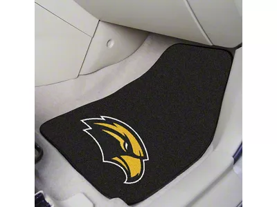 Carpet Front Floor Mats with University of Southern Miss Logo; Black (Universal; Some Adaptation May Be Required)
