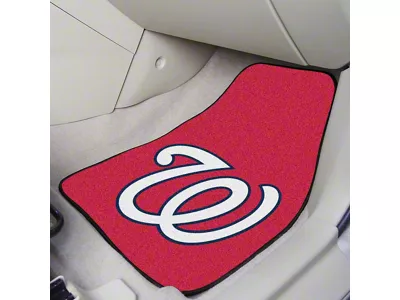 Carpet Front Floor Mats with Washington Nationals Logo; Red (Universal; Some Adaptation May Be Required)