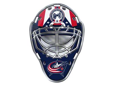 Columbus Blue Jackets Embossed Helmet Emblem; Blue and Red (Universal; Some Adaptation May Be Required)