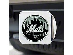 Hitch Cover with New York Mets Logo; Chrome (Universal; Some Adaptation May Be Required)