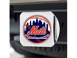 Hitch Cover with New York Mets Logo; Chrome (Universal; Some Adaptation May Be Required)