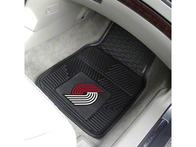 Vinyl Front Floor Mats with Portland Trail Blazers Logo; Black (Universal; Some Adaptation May Be Required)
