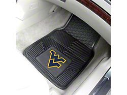 Vinyl Front Floor Mats with West Virginia University Logo; Black (Universal; Some Adaptation May Be Required)