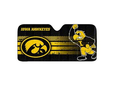 Windshield Sun Shade with University of Iowa Logo; Black (Universal; Some Adaptation May Be Required)