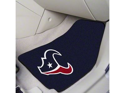 Carpet Front Floor Mats with Houston Texans Logo; Navy (Universal; Some Adaptation May Be Required)