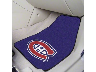 Carpet Front Floor Mats with Montreal Canadiens Logo; Blue (Universal; Some Adaptation May Be Required)