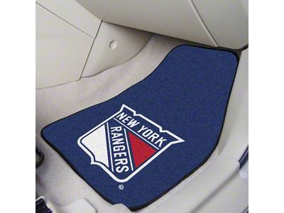 Carpet Front Floor Mats with New York Rangers Logo; Blue (Universal; Some Adaptation May Be Required)