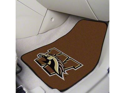 Carpet Front Floor Mats with Western Michigan University Logo; Brown (Universal; Some Adaptation May Be Required)