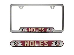 Embossed License Plate Frame with Florida State University Logo; Garnet (Universal; Some Adaptation May Be Required)