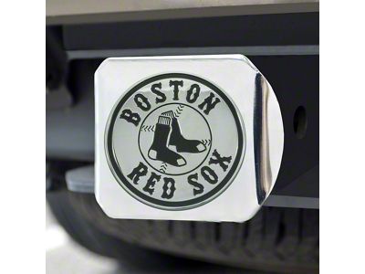 Hitch Cover with Boston Red Sox Logo; Chrome (Universal; Some Adaptation May Be Required)