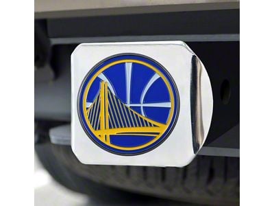 Hitch Cover with Golden State Warriors Logo; Chrome (Universal; Some Adaptation May Be Required)