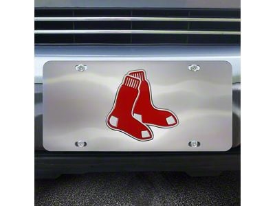 License Plate with Boston Red Sox Logo; Stainless Steel (Universal; Some Adaptation May Be Required)