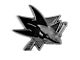 San Jose Sharks Molded Emblem; Chrome (Universal; Some Adaptation May Be Required)