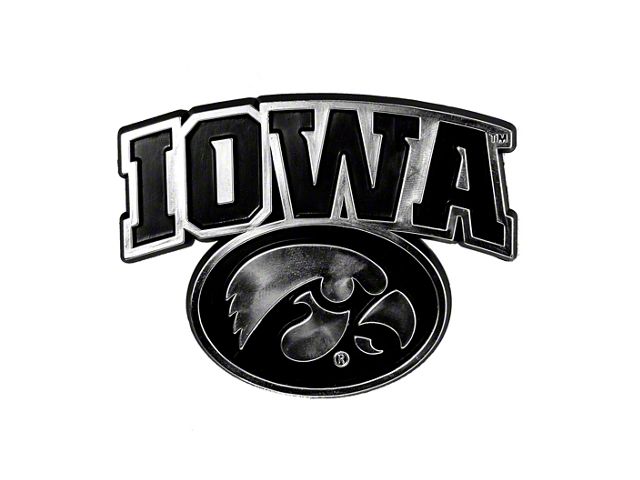 University of Iowa Molded Emblem; Chrome (Universal; Some Adaptation May Be Required)