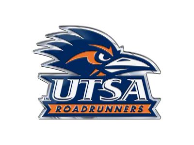 University of Texas-San Antonio Embossed Emblem; Blue and Orange (Universal; Some Adaptation May Be Required)