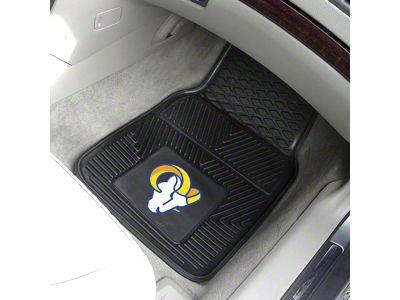 Vinyl Front Floor Mats with Los Angeles Rams Logo; Black (Universal; Some Adaptation May Be Required)