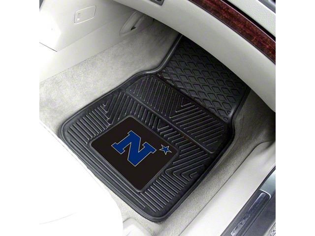 Vinyl Front Floor Mats with Navy Logo; Black (Universal; Some Adaptation May Be Required)