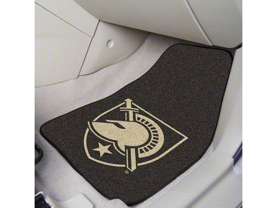 Carpet Front Floor Mats with Army West Point Logo; Black (Universal; Some Adaptation May Be Required)