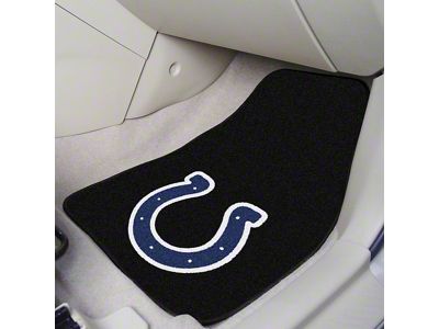 Carpet Front Floor Mats with Indianapolis Colts Logo; Blue (Universal; Some Adaptation May Be Required)