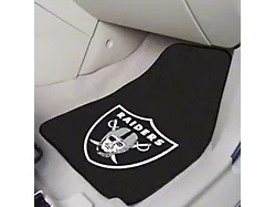 Carpet Front Floor Mats with Las Vegas Raiders Logo; Black (Universal; Some Adaptation May Be Required)