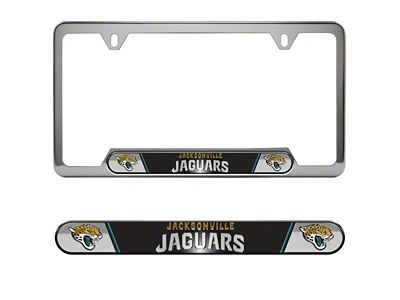 Embossed License Plate Frame with Jacksonville Jaguars Logo; Black (Universal; Some Adaptation May Be Required)