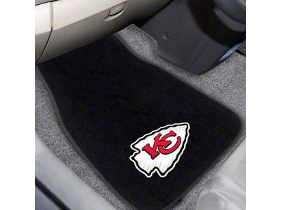 Embroidered Front Floor Mats with Kansas City Chiefs Logo; Black (Universal; Some Adaptation May Be Required)