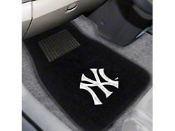 Embroidered Front Floor Mats with New York Yankees Logo; Black (Universal; Some Adaptation May Be Required)